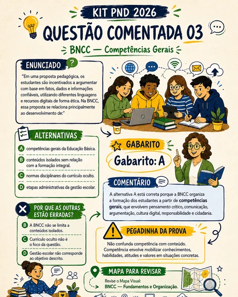 Amostra do Kit Visual PND 2026 — questões com gabarito comentado