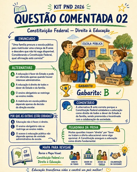 Amostra do Kit Visual PND 2026 — questões com gabarito comentado