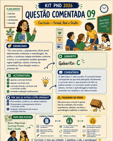 Amostra do Kit Visual PND 2026 — questões com gabarito comentado