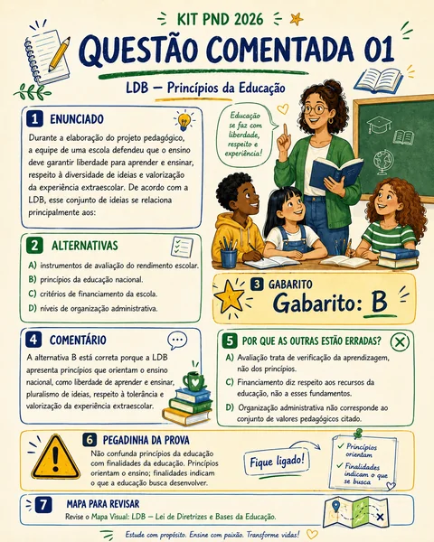 Amostra do Kit Visual PND 2026 — questões com gabarito comentado