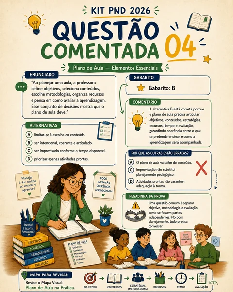 Amostra do Kit Visual PND 2026 — questões com gabarito comentado