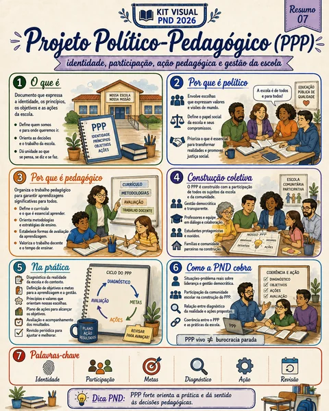 Amostra do Kit Visual PND 2026 — simulado de Formação Geral Docente