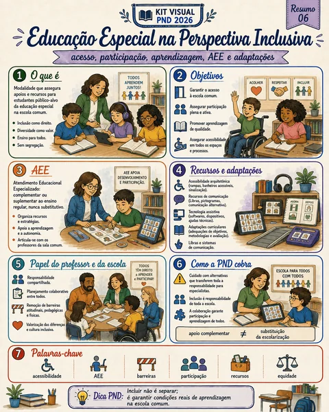 Amostra do Kit Visual PND 2026 — simulado de Formação Geral Docente